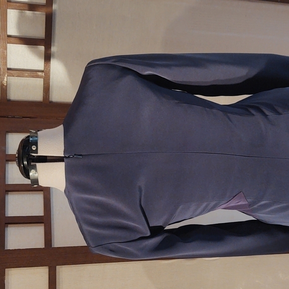 Niteline Della Roufogali Navy Front Cascade at the Waist Cocktail Dress Sz 4 - Picture 7 of 11